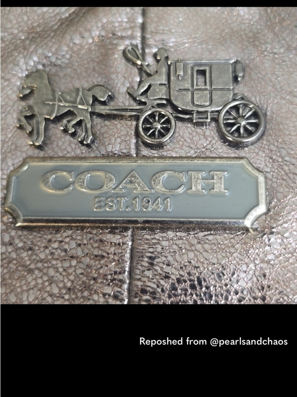 Coach Silver Leather Satchel Handbag - Picture 2 of 9